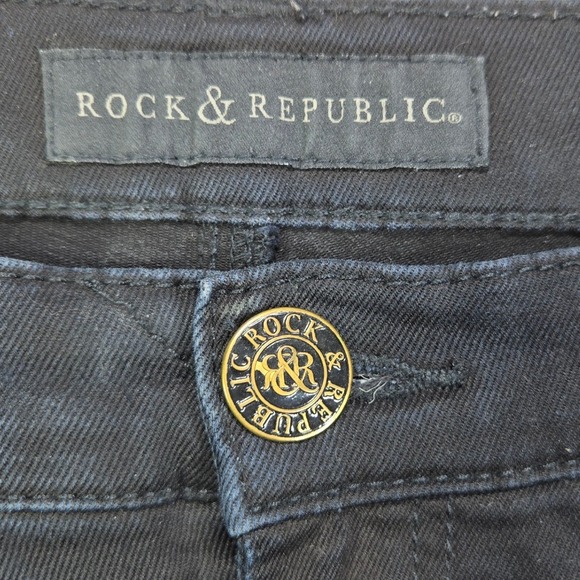 Rock & Republic Kashmiere Skinny Jeans Dark Wash Gold Hardware Womens 12 M - Picture 9 of 15